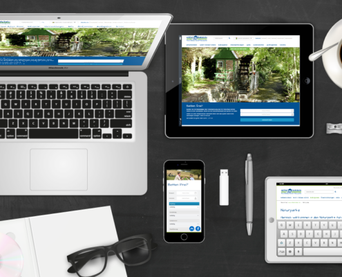 Darstellung Relaunch Tourismus Mittelholstein auf Laptop, Tablet und Smartphone