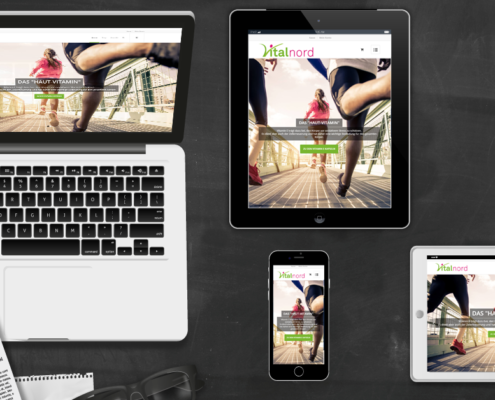 Darstellung Launch Vitalnord auf Laptop, Tablet und Smartphone