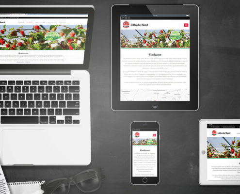Darstellung Relaunch Erdbeerhof KaackSH auf Laptop, Tablet und Smartphone