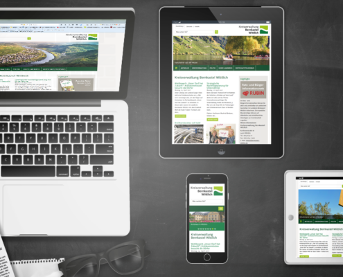 Darstellung Relaunch Kreisverwaltung Bernkastel-Wittlich auf Laptop, Tablet und Smartphone